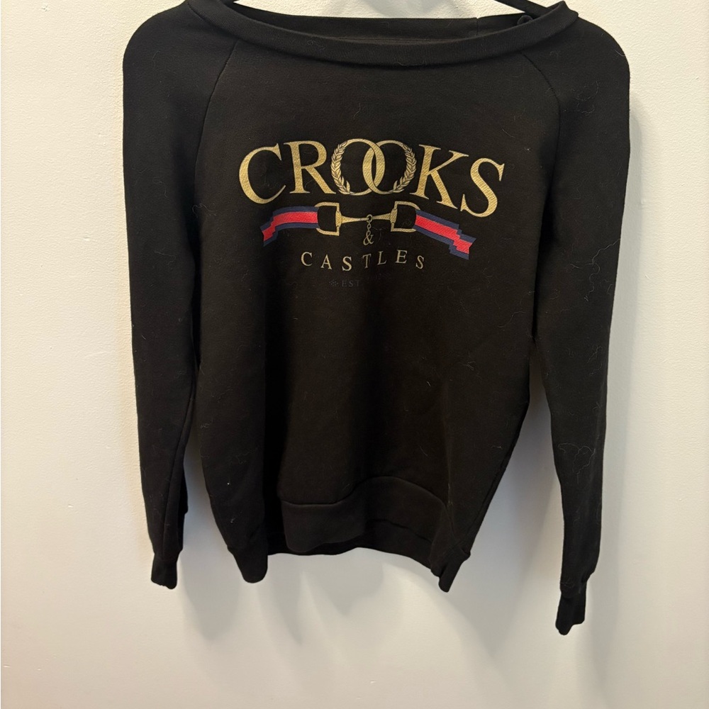 Crooks & Castles Black Sweatshirt with Gold and Red Accents